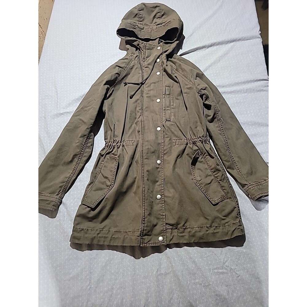 GAP Canyon Brown Cotton Canvas Hooded Utility Field Jacket Parka Womens Small